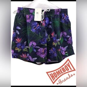 Boss Men's Floral Athletic Shorts - Purple and Green